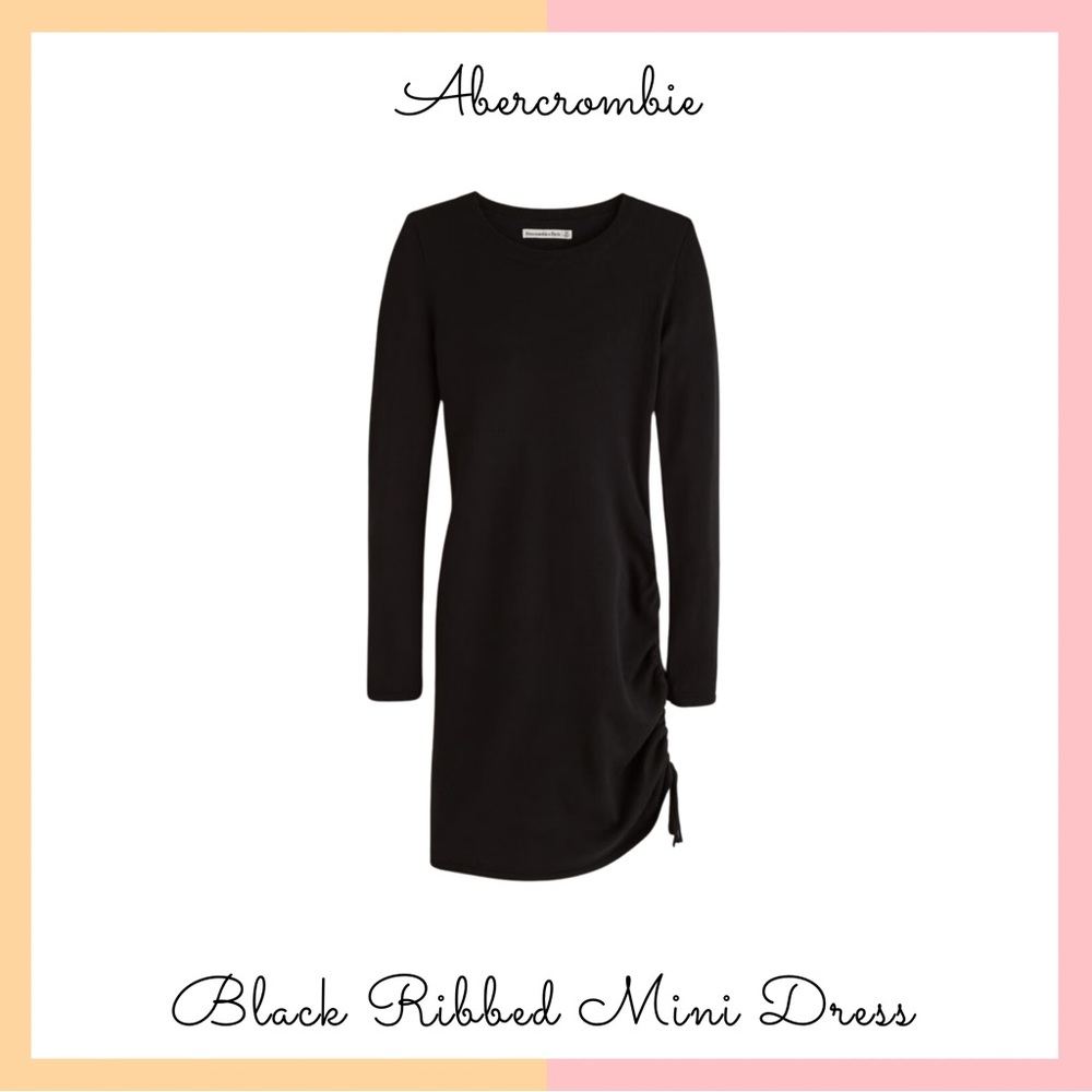 Abercrombie Long Sleeve Black Ribbed Mini Dress
